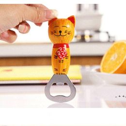 Cute Cartoon Cat Bottle Opener Kitty Fridge Sticker Creative Refrigerator Magnet Wine Beer Lid Remover Home Bar Kitchen Tool RRE11009