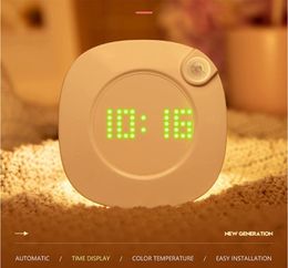 Wall Clocks Bedroom Decor Night Lights Motion Sensor Modern LED Digital Watch Alarm Clock USB/ Battery Lamp For Toilet Kitchen