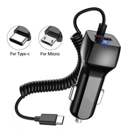 Universal Car Charger With USB cable For huawei Xiaomi Samsung S10 Mobile Phone Micro Type C Fast Charge