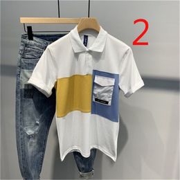 Men's T-shirt summer stripes were thin half-sleeved slim embroidery standard fashion short sleeves 210420