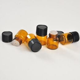 1/4 Dram 1ml Mini Amber Glass Essential Oil Bottles Perfume Sample Tube Bottles