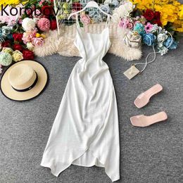 Korobov Summer Spaghetti Strap Women Dress Korean Chic Beach Style Female Dresses Korean A-Line Vestidos Femme 210430