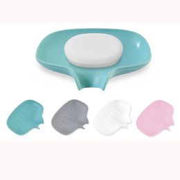 Portable Silicone Soap Dish with Drain Self Draining Bathroom Accessories Storage Rack Kitchen Sponge Holder XBJK2104
