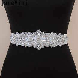 Wedding Sashes JaneVini Shining Rhinestone Dress Belt Pearl Crystal Bridal Satin Sash Beading Ribbon Belts Bridesmaid Waistband