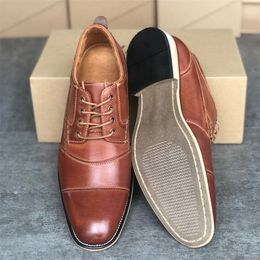 Men's Brand Cap Toe Oxford Dress Designer Shoes Genuine Leather Lace up Business Shoe Top Quality Party Wedding Trainers Big Size 006