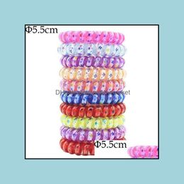 Pony Tails Holder Hair Jewellery Star Printing Spiral Ties For Womens Elastic Phone Cord Hairties Fashion Headband Girls Hairband Beauty Care