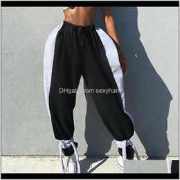 Capris Womens Clothing Apparel Drop Delivery 2021 Fashion Women Highwaisted Sweatpants Ripped Matching Colour Spliced High Waist Long Harem Pa