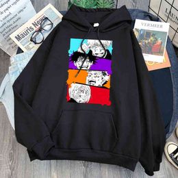 Jujutsu Kaisen Print Anime Hoodies Man Causal Sweatshirts Japan Comics Harajuku Loose Streetwear Hooded Clothes Male Streetwear H1227