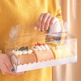 Gift Wrap 5pcs Transparent Cake Box With Handle Clear Plastic Roll Boxes Paper Tray Cupcake Container Party Favors For Shop