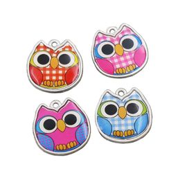 Enamel Owl Charms Pendants L1557 18.8x19.3mm 100pcs/lot 4Colors Two-Sided Charm Jewelry DIY Hot sell