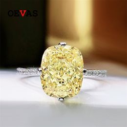 OEVAS 100% 925 Sterling Silver 8*10mm High Carbon Diamond Ice Fower Cut Rings For Women Sparkling Wedding Fine Jewelry Wholesale 211217