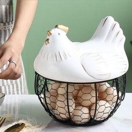 Metal Egg Organiser Storage Basket Fruit Container Box Ceramic Wicker Baskets Decorative Kitchen