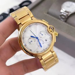 2021 fashion mens watches subdial work chronograph quartz movement watch leather strap diamond scall bleu casual wristwatch lifestyle waterproof montre de luxe
