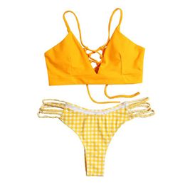 Women's Swimwear Women Solid Sexy Brazilian High Waist Bikini Set Swimsuit Bathing Suit Biquini Bikinis 2021 Mujer Maillot De Bain Femme