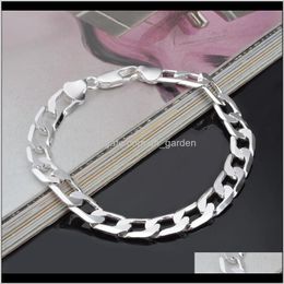 Charm Bracelets Jewellery 925 Sterling Sier Chain Bracelet 8Mm X21Cm Cool Street Style Fashion Jewellery Christmas Gifts Low Price Drop Delivery