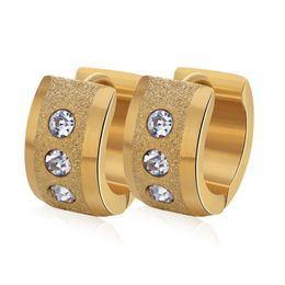 titanium steel stud earrings grinding band drill buckle earring gold edge steel stainless Jewellery