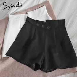 Syiwidii Button Up Women's High Waist Shorts Zipper Casual Solid Black White Spring Summer New Korean Fashion Office Ladies 210417