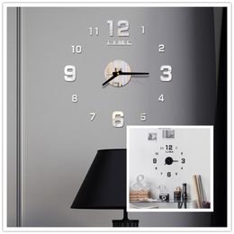 Acrylic Wall Clock DIY Mirror Wall Clock Art Acrylic 3D Mirror Sticker Home Office Decor Unique Gift RRD7045