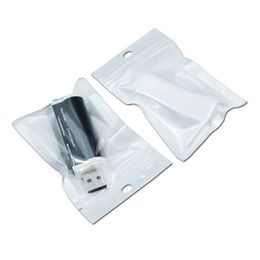 White Plastic Self Seal Zipper Bag Reusable Retail Packaging Storage Pouch Food Jewellery Package with Hang Hole