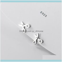 Stud Jewelrystud 100% Pure 925 Sterling Sier Cute Small Scissor Earrings Gift For School Girls Daughter Ear Tools Stylish Jewellery Drop Deliv