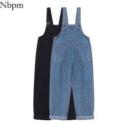 Nm Fashion Denim Overalls Baggy Jeans Woman High Waist Girls Streetwear Mujer Trousers Pants Black Blue Vintage 210629