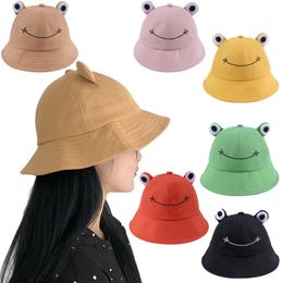 Women Fashion Frog Bucket Hat Summer-hats Female Parent-Child Frog-Fishing Caps Korean Wild Cute Sun Hats Big Eyes