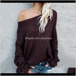 Sweaters Womens Clothing Apparel Drop Delivery 2021 Off Shoulder Knited Women Over Size Clothes Female Thin Autumn Sweater Jersey Mujer Lady