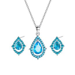 Earrings & Necklace Fashion Design Women 1set Plated Water Droop Zircon Jewellry Gifts Earring And Sets Valentine'S Day