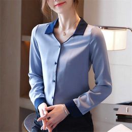 Korean Chiffon Women Shirts Long Sleeve Office Lady V Neck Shirt Woman Blouses Plus Size Blusas Mujer De Moda 210531