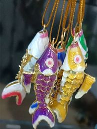 6cm Enamel Swing Cute Fish Keychain Animal Koi Fish Charms Pendants Cloisonne Carp Key Chains for Women Men Return Gifts with box