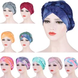 New Printed Turban Cap Muslim Women Ladies Chemo Hat Braid Headscarf Beanie Bonnet Islamic Headwear Wrap Hair Loss Cover