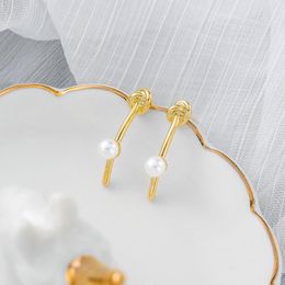 Stud 2021 Korea Simple Cute Silver Pin Delicate Baroque Imitation Pearl Tie Earrings For Women Girl Fashion Jewelry Accessories