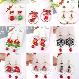 Christmas Series Earrings Ouhan Pendant Snowflake Hat Tree Holiday Gift Ear Hook Earring