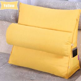 Baby Bed Couch Chair Triangular Backrest Pillow Big Wedge Back Support Cushions Cotton Linen Bedside Lounger TV Reading Pillow 210611