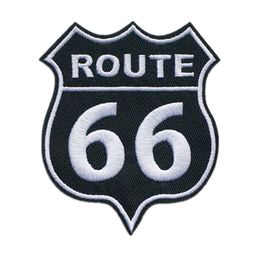 Embroidery Letters Patches Route 66 Sew Iron On Black White Emblem Embroidered Patch Badges For Bag Jeans Hat T Shirt DIY