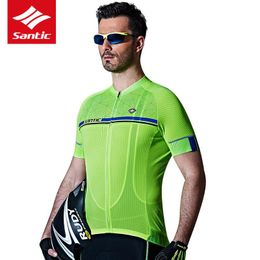 Racing Jackets Santic Men Cycling Jersey Short Sleeve Pro-Fit Breathable Fast Dry UV-proof Antislip Cuff Road Bike MTB 2021