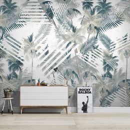 Custom 3D Wall Murals Modern Coconut Palm Tree Geometric Line Photo Wallpaper Living Room TV Sofa Bedroom Background Wall Papers