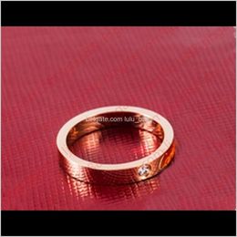 Band Drop Delivery 2021 Jewellery Men / Women Full Cz Diamond Fashion Gold 3 Colour Couple Ring Titanium Steel High Polished Rings With Box For