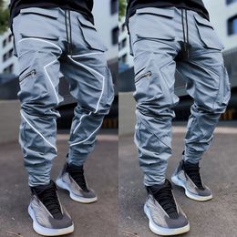 GODLIKEU Mens Striped Multi Pocket Sports Jogger Trousers Casual Cargo Pants Loose Plus Size Pant