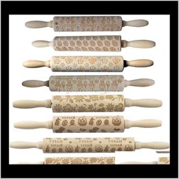 Pins Pastry Boards Bakeware Kitchen, Dining Bar & Garden Drop Delivery 2021 Easter Embossing Rolling Pin Baking Noodle Biscuit Fondant Cake D