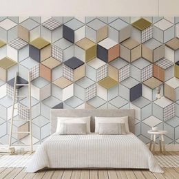 Wallpapers Modern Minimalist Interior Background Wall Decoration Mural Custom 3D Stereoscopic Geometric Plaid Po Wallpaper Living Room