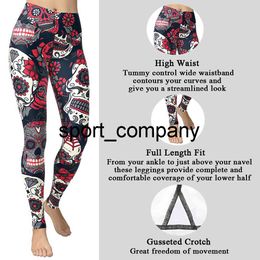 Black Skull Leggings Woman Gym Workout Clothing 2021 Floral Sport Woman Tights Printing Sporty Pants