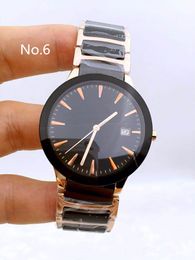 Luxury Unisex Men Women Ceramic Watch Two Tone Gold Black Ceramics Round Circle Simple Marked logo Luxury Brand Clock