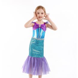 Niñas pequeñas sirena princesa vestidos cosplay disfraces para niños bebé niña sirena vestido vestido conjuntos niños ropa de halloween 20211223 H1