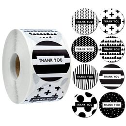 2021 500pcs 1.5inch Thank You Black White Seal Label Stickers Wedding Gift Decoration Cake Baking Bag Package Envelope Decor