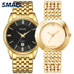 Smael Luxury Classic Watches Set for Couple Gen's a Lady's Waterproof Casual Wristwatch Elegant 9026 1885m Quartz Digital Clock Q0524