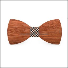 Bow Ties Fashion Aessories Handmade Mens Diy Carving Wooden Bows Knot Lesson Adjusting Wedding Gift Supplies 9 Colors Ewa6476 Drop Delivery