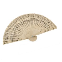 Party Favour Wood Hollow Out Folding Fan Girl Dance Performing Wooden Carving Hand Fan Wedding Home Decorations