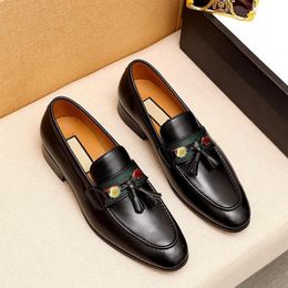 A1 Leather Shoes Men Formal Luxury Brands Tassel Loafers Party Shoes For Men Italian Elegant Shoes Men Classic Coiffeur Ayakkab Bona