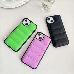 Autumn winter Solid Colour Down Jackets phone cases For iphone 13 12 11 pro x xr xs max Shockproof new design Creative cover case